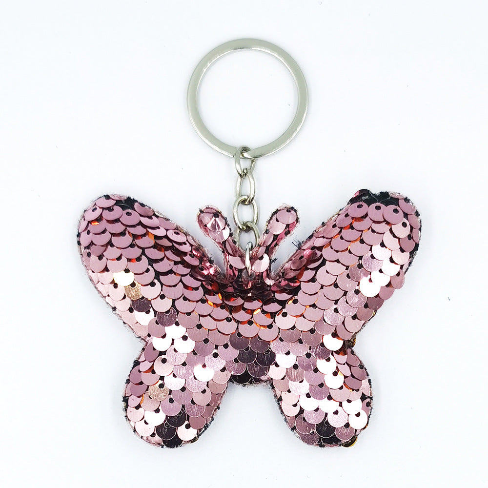 Wholesale Reflective Glossy Butterfly Sequin Bag Keychains